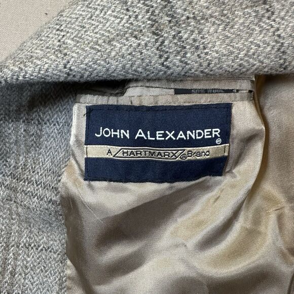 Vintage John Alexander Men’s Gray Tweed Herringbone Wool Sport Coat 46R USA - Picture 3 of 6